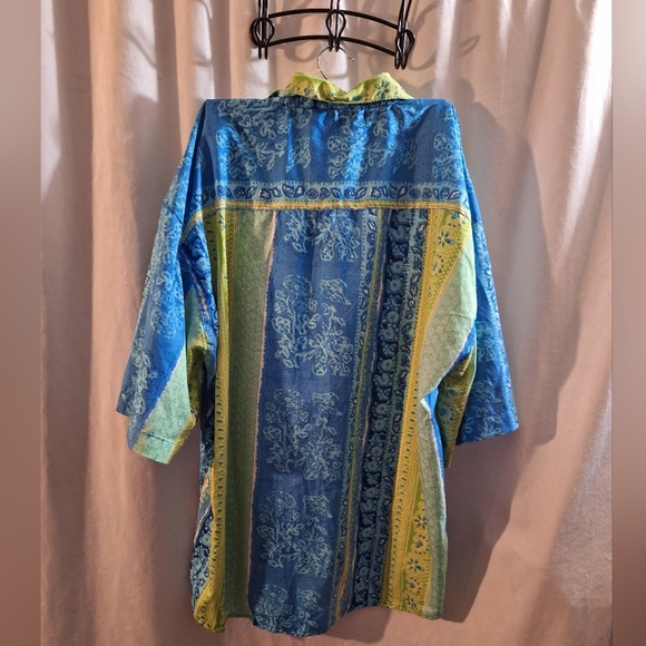 Blue and Green Button Down Shirt - Picture 3 of 6